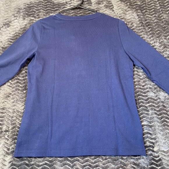 J.Crew Blue Cotton Lace-Up Front 3/4 Sleeve Top ,woomens size XS - Picture 6 of 8